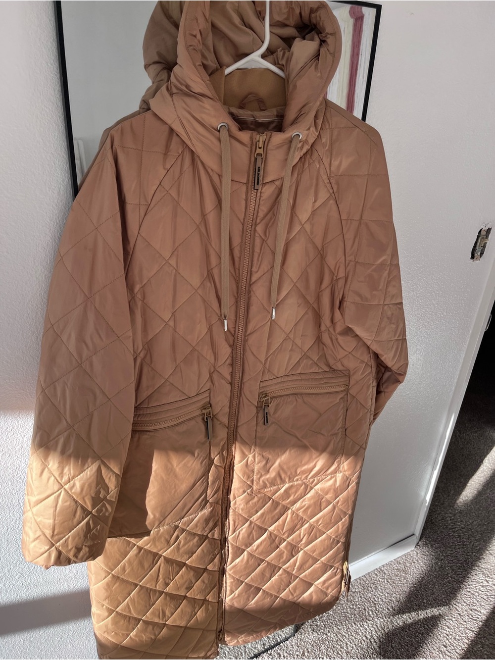 Ilse Jacobsen Quilted Hooded Coat in Light Camel